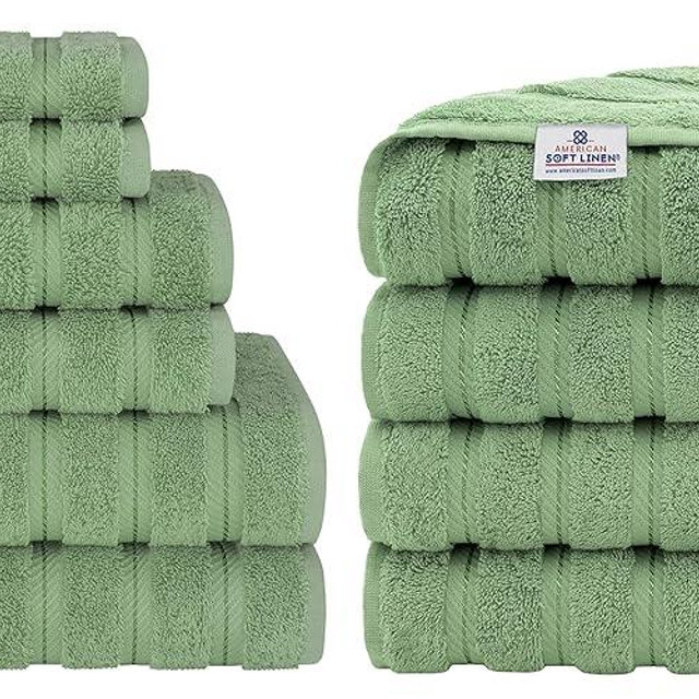 American Soft Linen 6 Piece Towel Set and 4 Piece Bath Towel Set Bundle