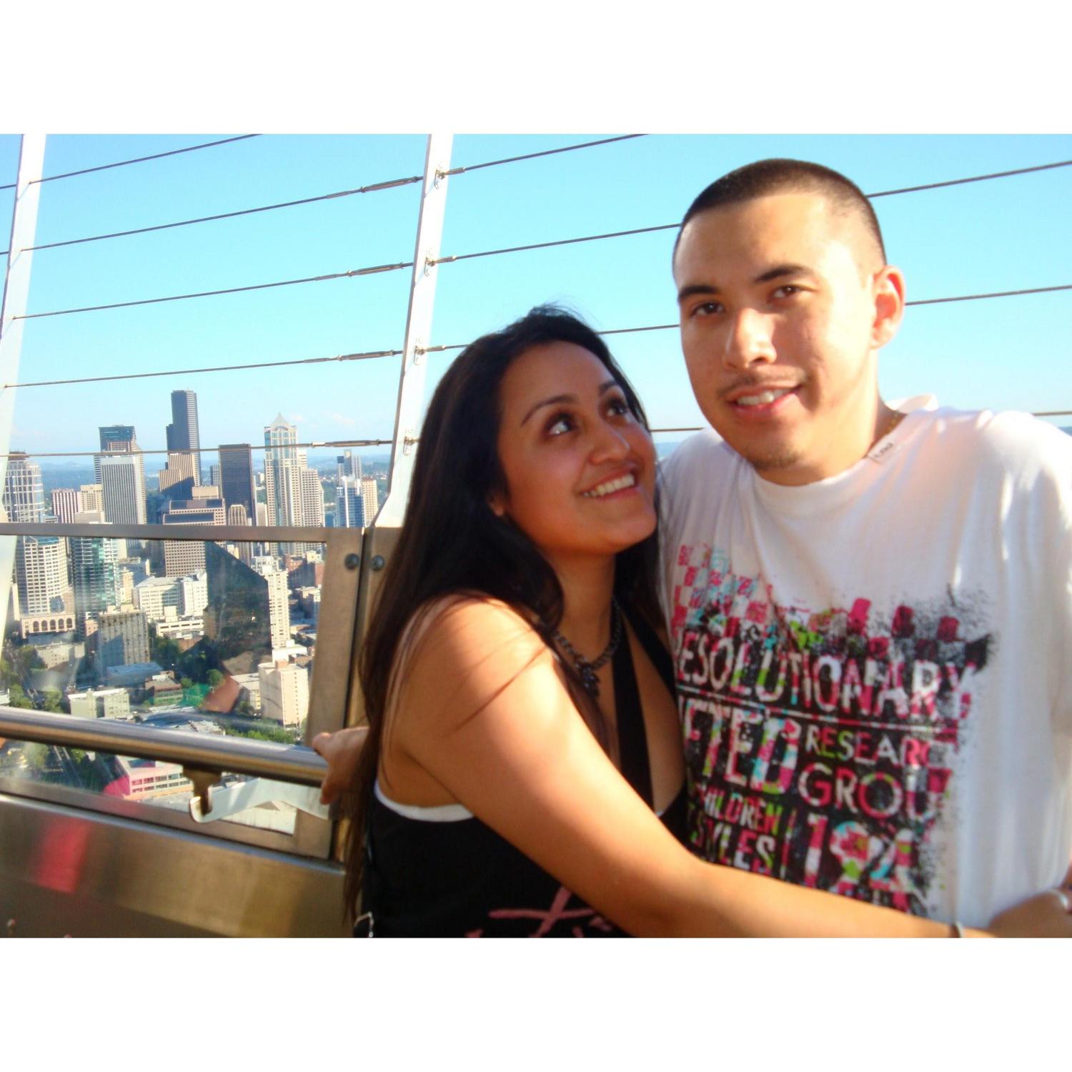 On top of the Space Needle in Seattle