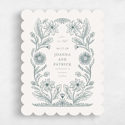 Blue Scalloped Wedding Save the Date - Desrosiers Portrait