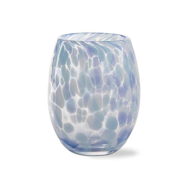 Confetti Stemless Wine Glass Light Blue For Drinks And Cocktails Blue and Gray