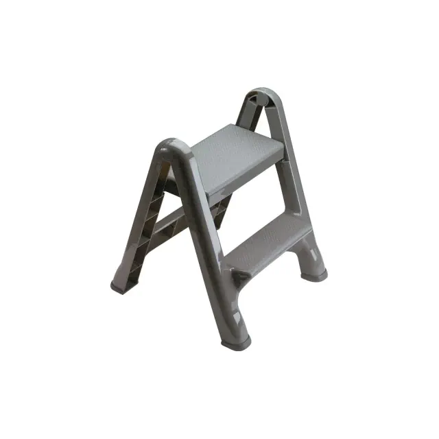 Rubbermaid 2 Step Slip Resistant Folding Plastic Stepstool with Foot Pads, Grey