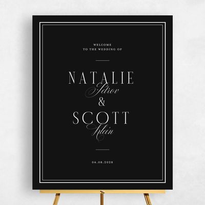 Black Typography Wedding Sign - Agate Portrait