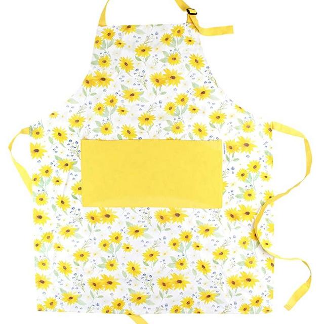 Adjustable Neck Cooking Apron for Women 27'' x 33'' Machine Washable with 2 Pockets for Chef BBQ Baking - Yellow Sunflowers by Sage and Stitch