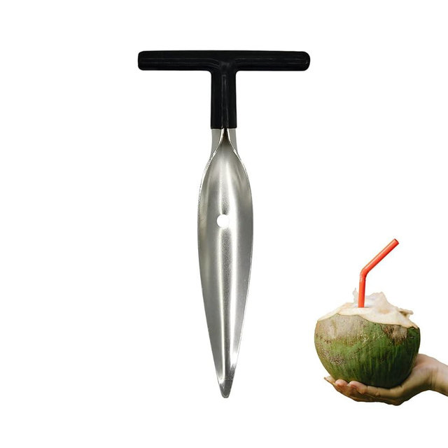Coconut Opener, Stainless Steel Coconut Knife Tool for Easy to Open Thai Hawaii Young Coconuts