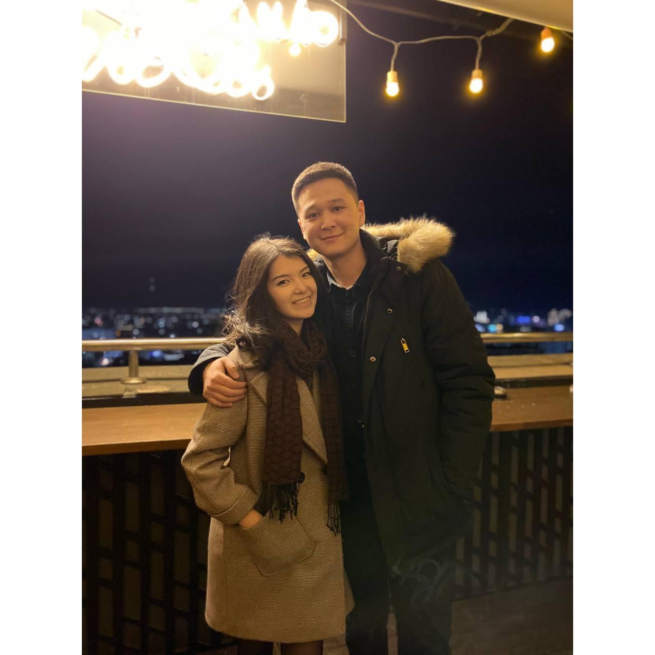 February 2021 – enjoying a romantic dinner in Bishkek for our second Valentine's Day.