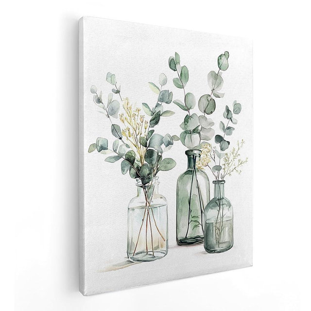 QICLM Sage Green Eucalyptus Framed Wall Art Poster, Farmhouse Bathroom Wall Decor, Sage Green Eucalyptus Plant Wall Prints for Home Bathroom Living Room Bedroom, 11x14 Inch