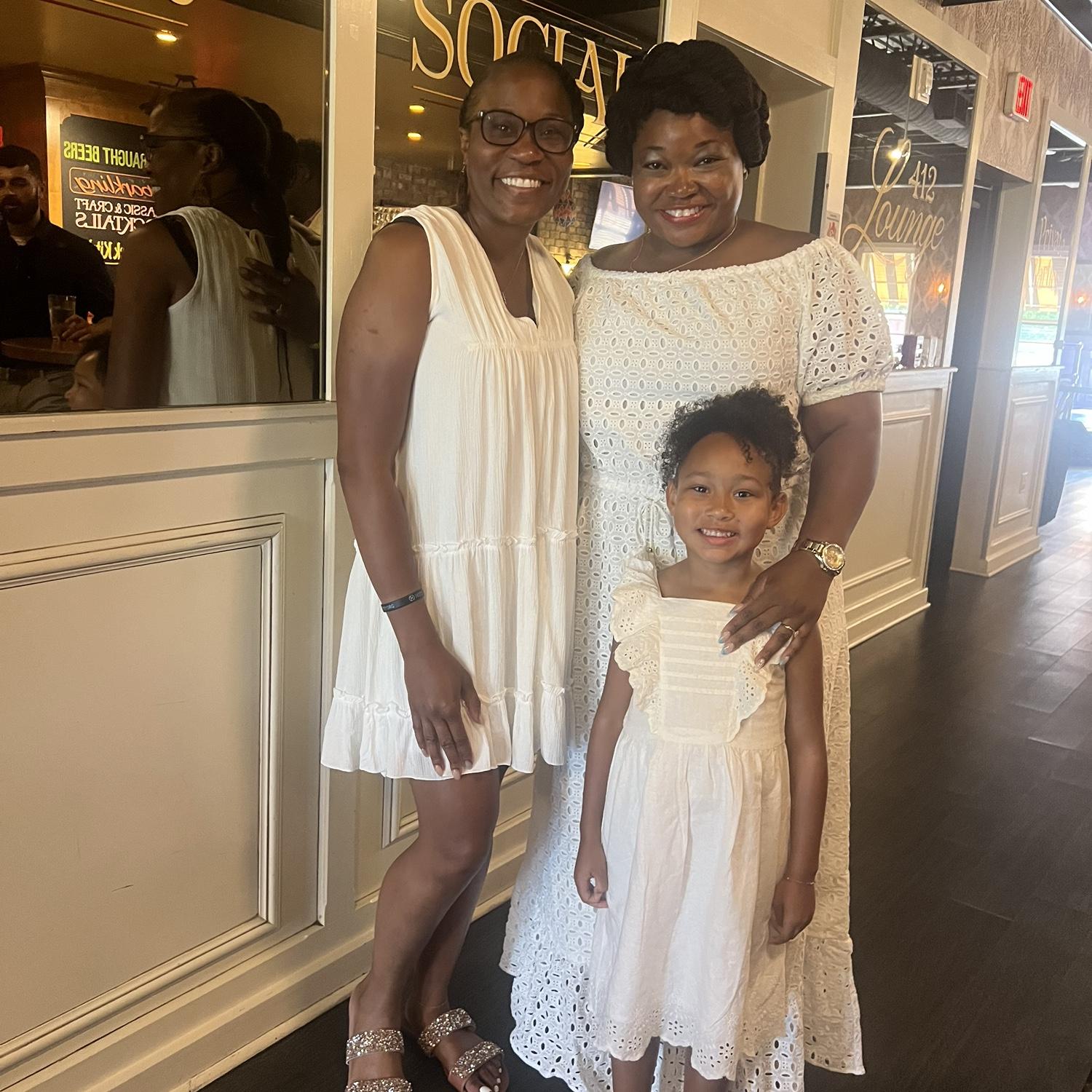 Thanks to my sister for coming to my engagement party and bringing Nyla.