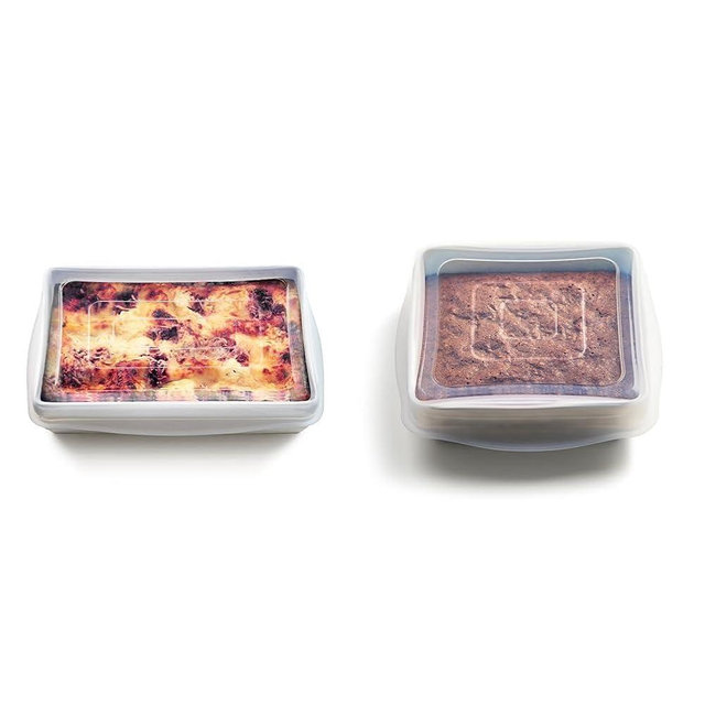 Stasher Reusable Silicone Stretch Lid for Casseroles, Pans, Baking Dishes–Rectangle Replacement Lid, 9”x13” & Square Replacement Lid, 8”x8”, Stretchable, Leak-free, Microwave & Dishwasher Safe