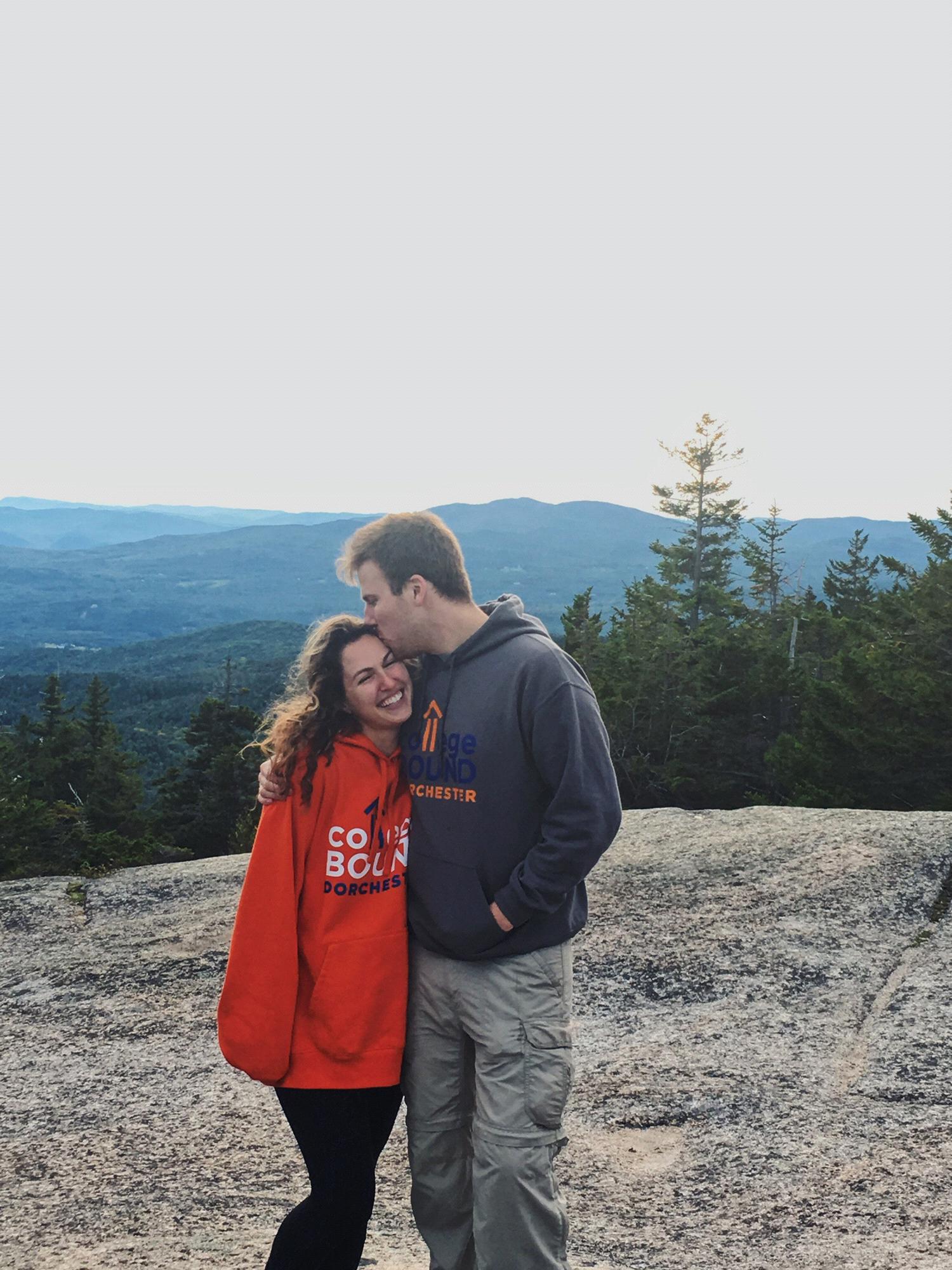 We love going outdoors. Here we are hiking in the white mountains right after Phil got a bunch of free gear from College Bound Dorchester...
Photo credit to our awesome friend Albert!