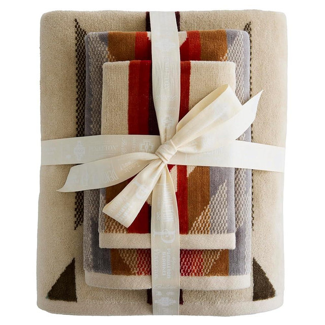 Pendleton 3 Piece Bath Towel Set - Bath, Hand, and Washcloth, 100% Cotton Shower Towels, Soft and Highly Absorbent, Quick Dry, Fade Resistant for Bathroom, Hotel and Spa - Wyeth Trail
