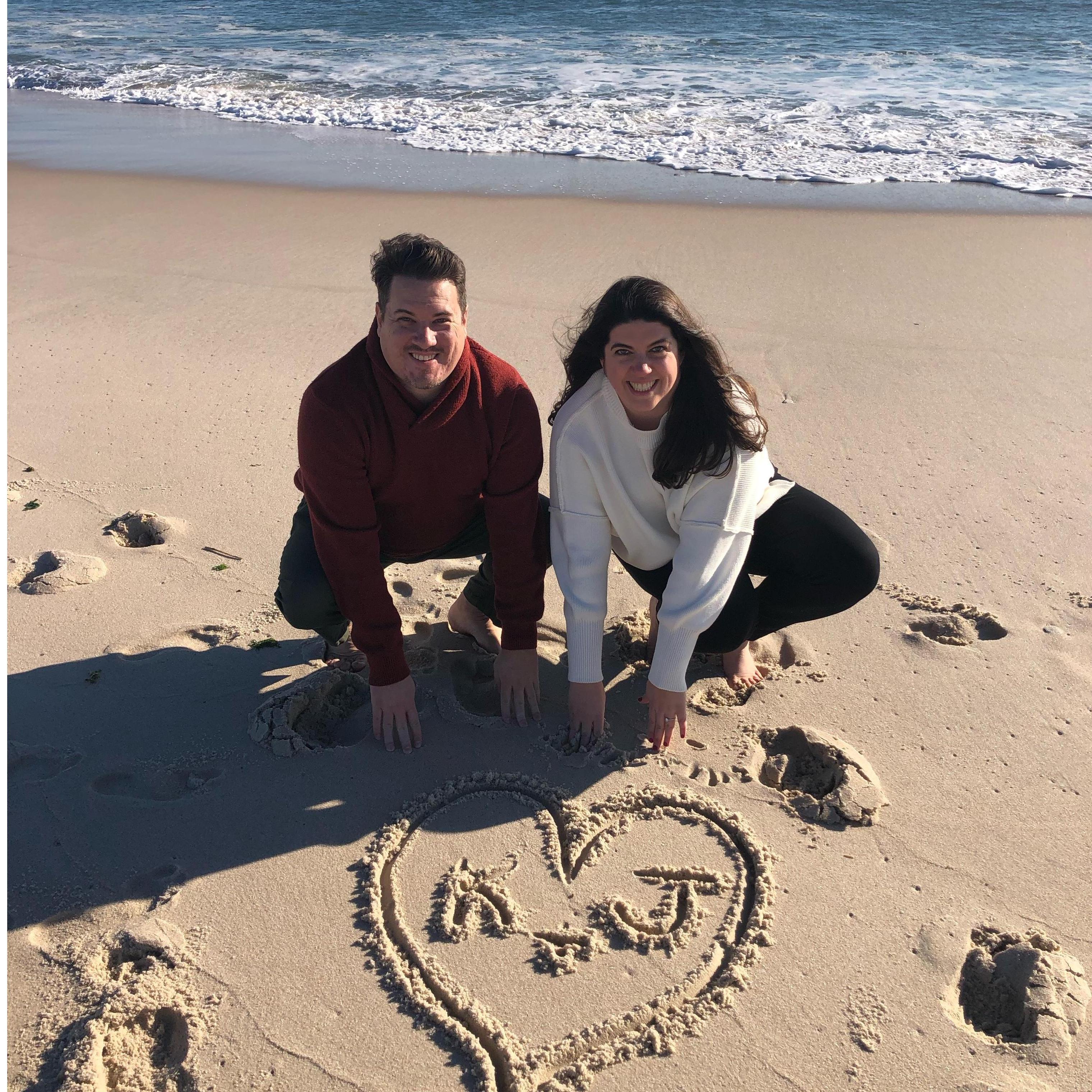 Impromptu amateur engagement photo session on the beach.  Mandatory Photo Credit - Jackie Sprotte