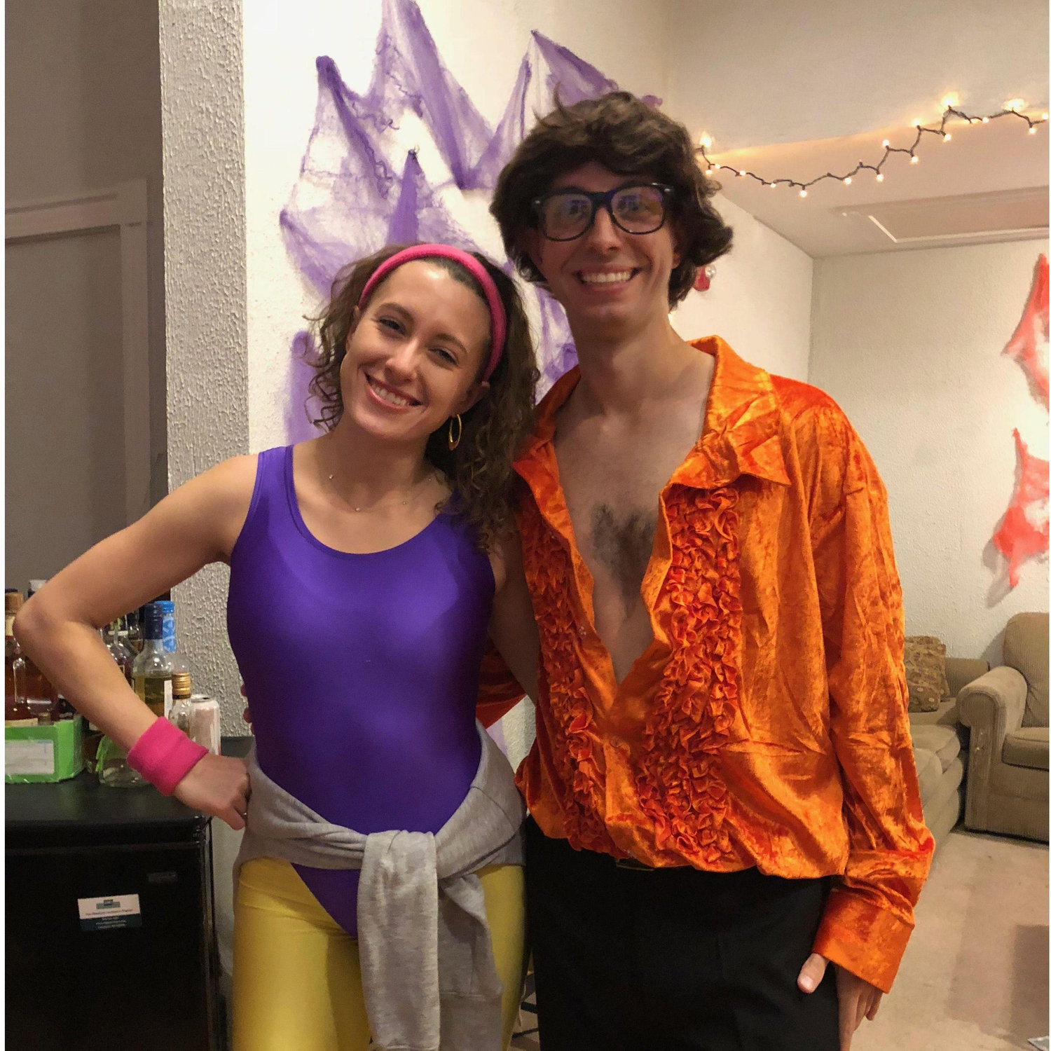 First Halloween and first photo together. 80's fitness instructor & Austin Powers. Yes, that is exactly what you think it is...