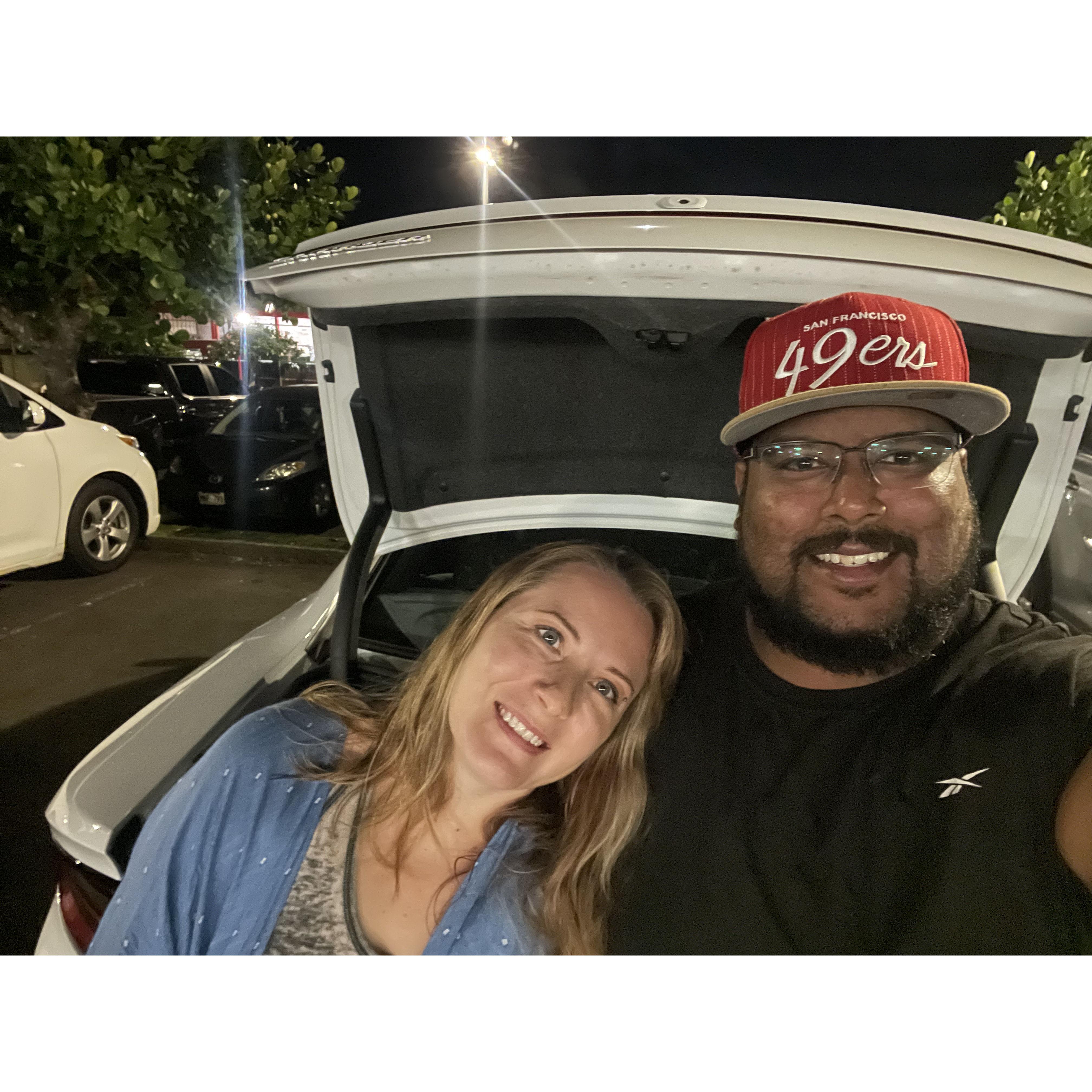 We encountered a live band in a parking lot in Kauai and decided to stay and listen!