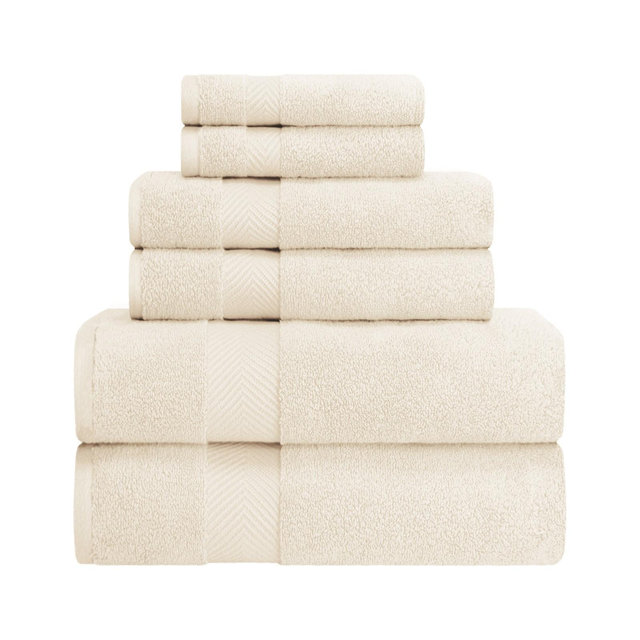 Fast-Drying Zero-Twist Cotton Assorted 6-Piece Towel Set, Ivory - Blue Nile Mills
