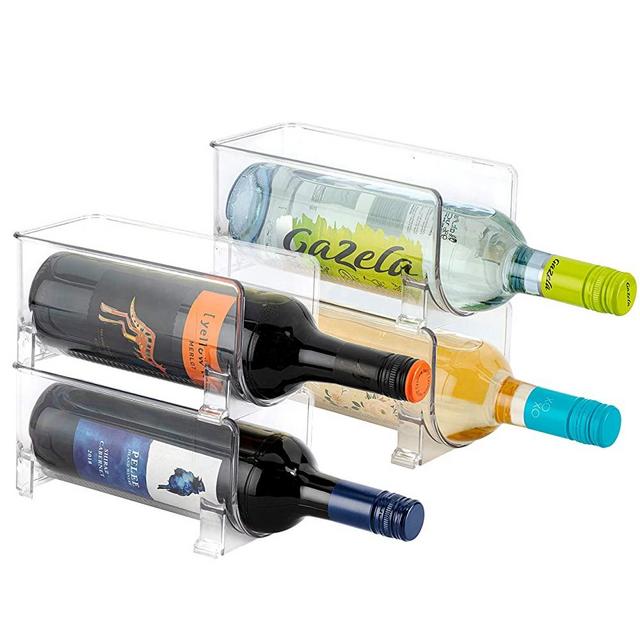 JinaMart Stackable Wine Storage Rack 2 pcs | Free Standing Organizer for Refrigerator or Kitchen Countertops - Holds 2 B