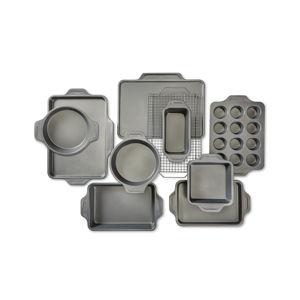 All-Clad Pro-Release Nonstick Bakeware Set 10 Piece Oven Safe 450F Half Sheet, Cookie Sheet, Muffin Pan, Cooling & Baking Rack, Round Cake Pan, Loaf Pan, Baking Pan Grey