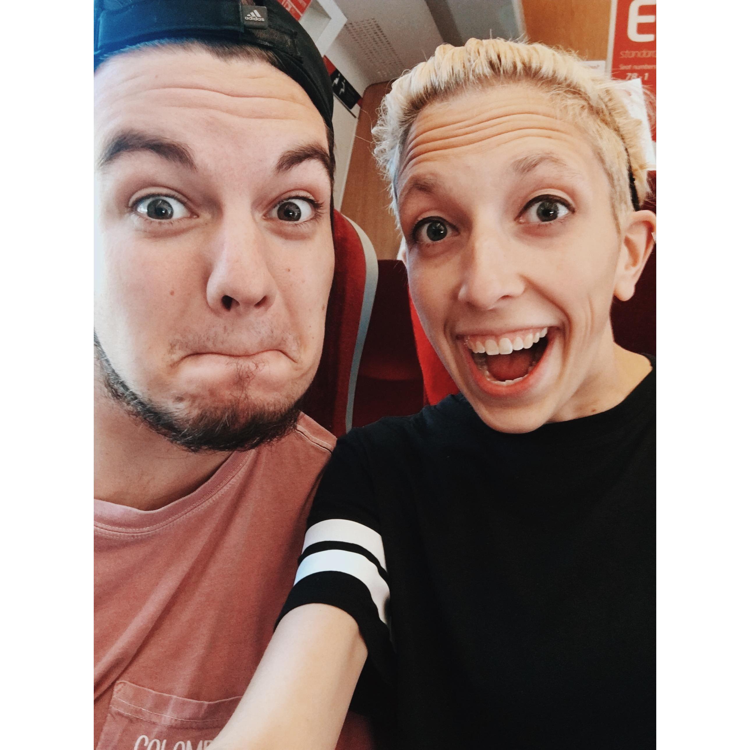 Here we are on the train to Edinborough. Still just best friends.