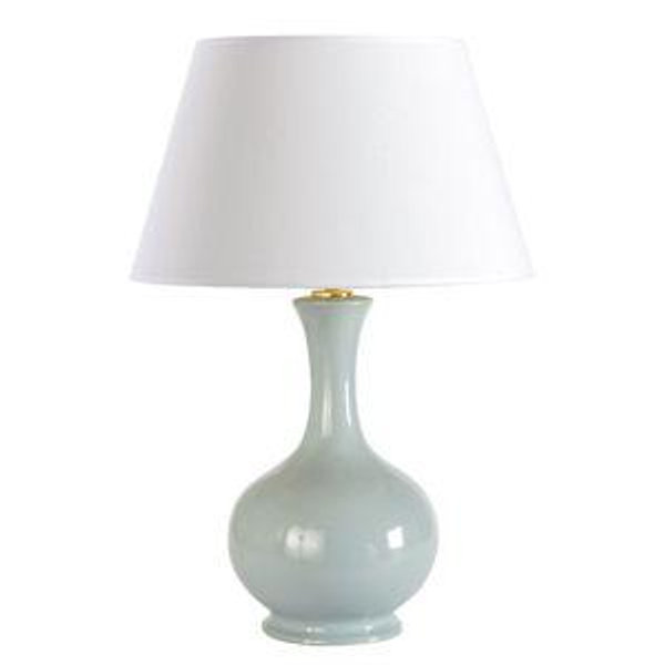 SK Gourd Lamp with Essential White Linen Shade & Brass Socket