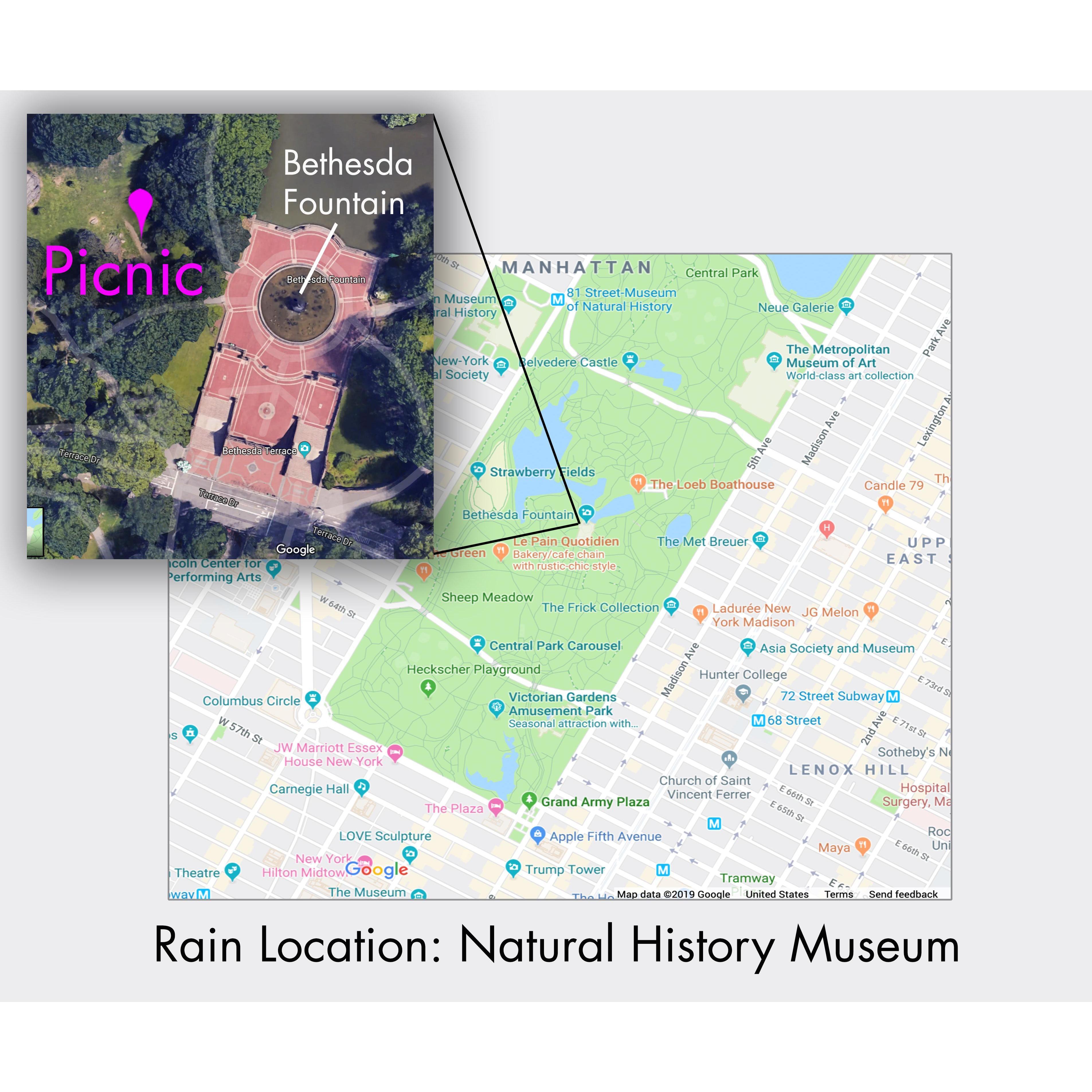 We will meet just west of the Bethesda fountain.