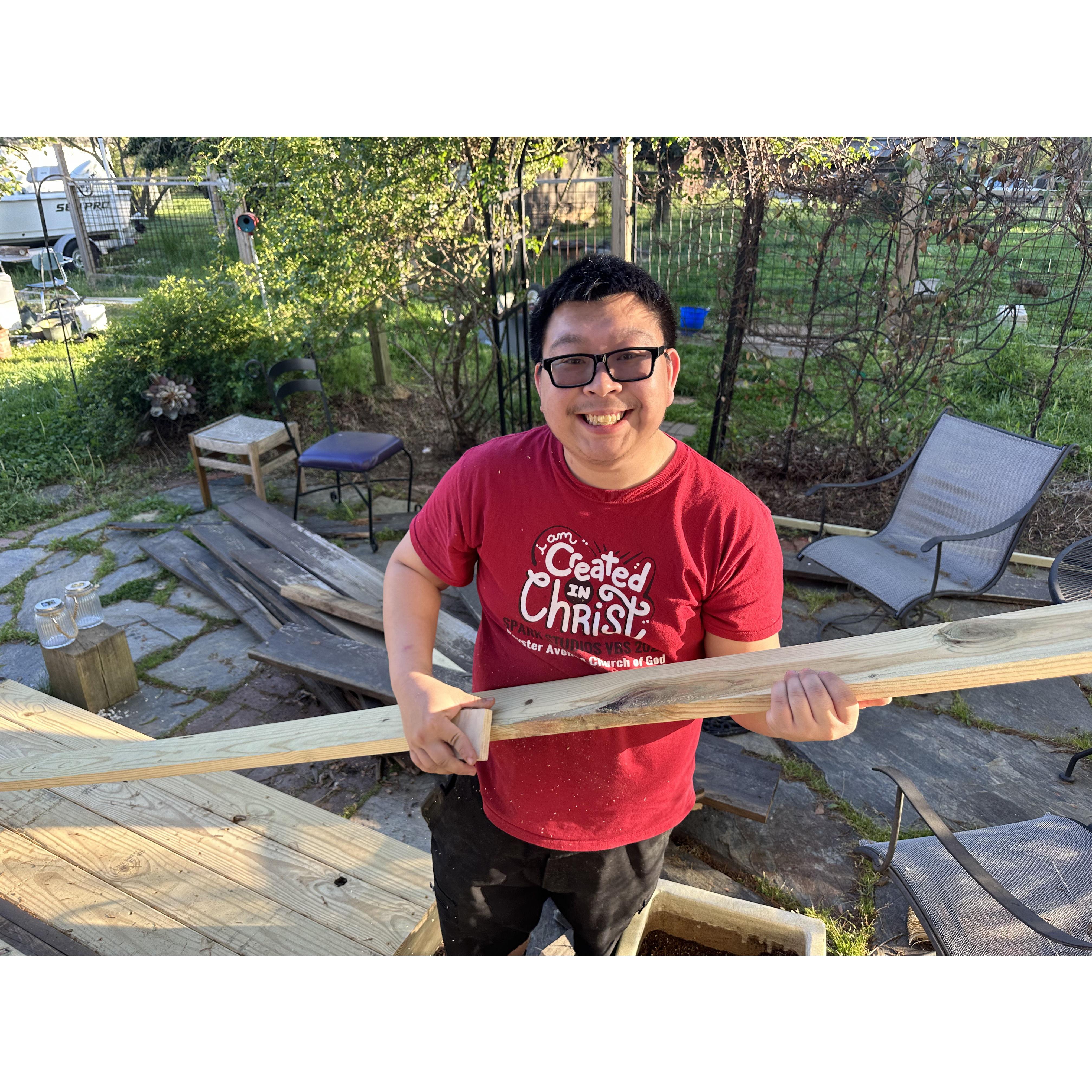 We built a deck together for some friends as a surprise while they were out of town.