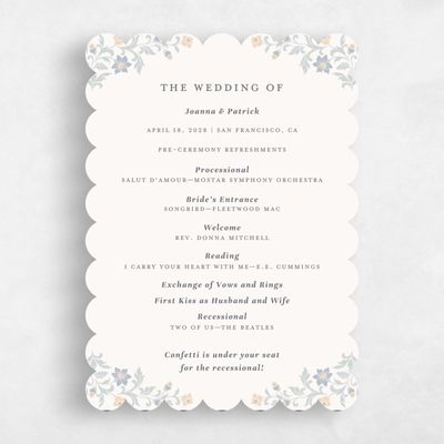 Beige Scalloped Wedding Program - Petal