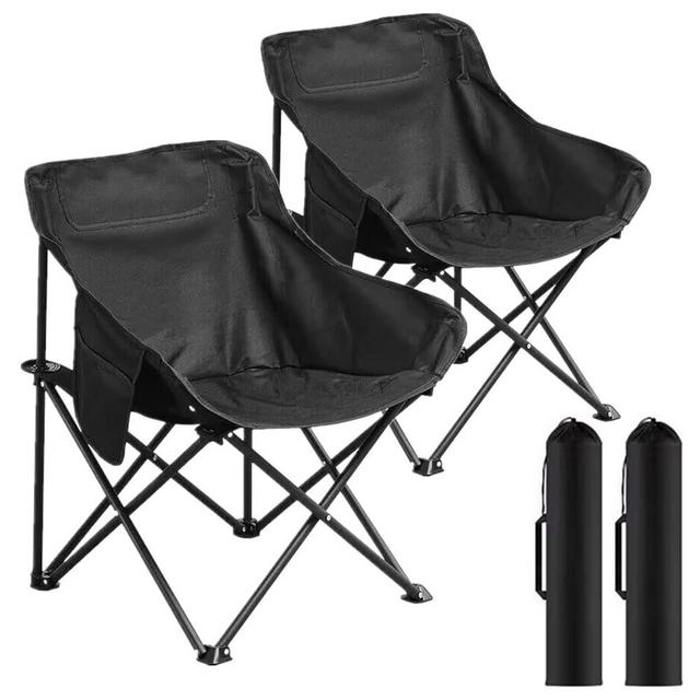 Ovyuzhen Portable Camping Chair, Enlarged Folding Chair with Carry Bag and Side Pockets Lightweight Heavy Duty for Outdoor Fishing Picnic Beach Hiking Backpacking Travel