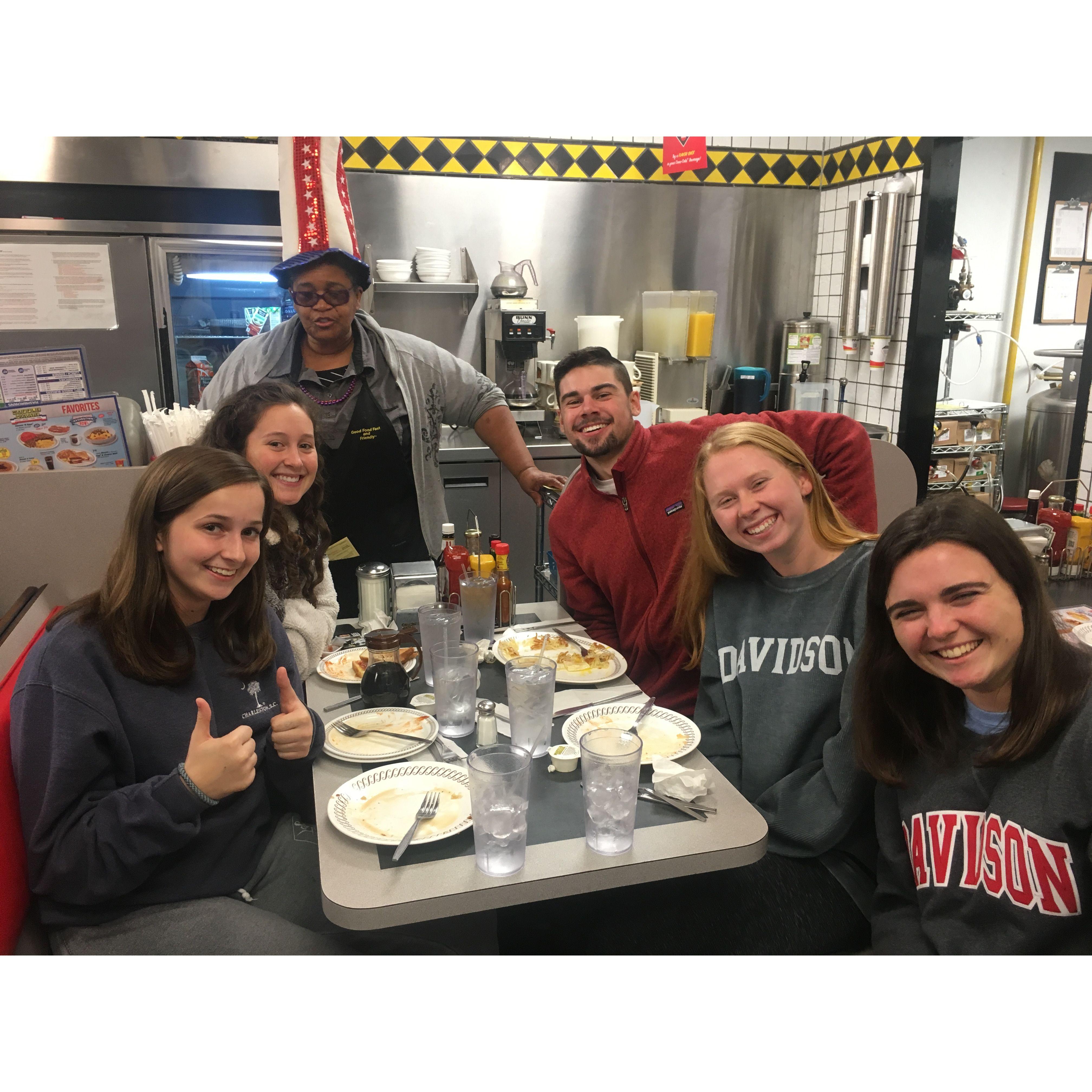 One of our regular trips to Waffle House during our freshman year of college. This was taken back when the thought of dating each other would have made us both laugh!