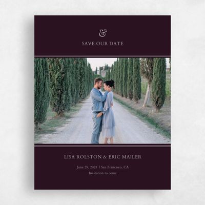Burgundy, Red Wedding Save the Date - Verona Portrait
