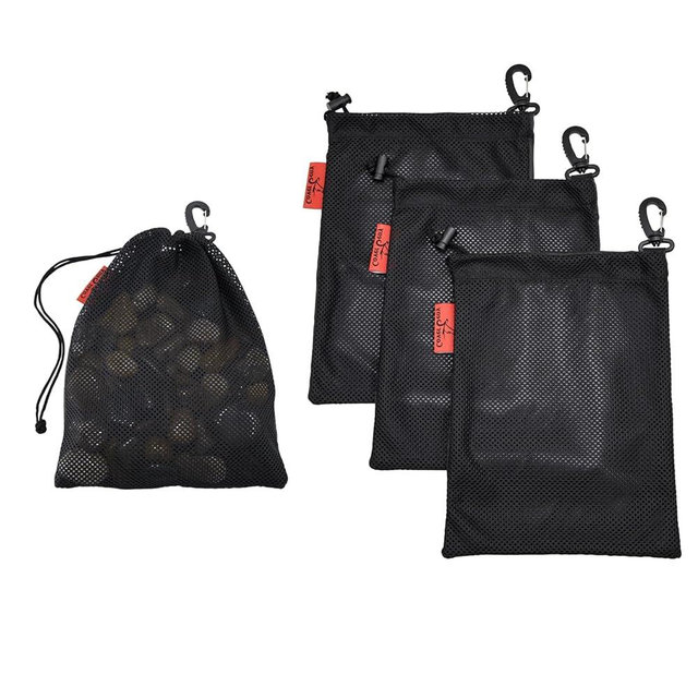 Mesh Foraging Bags with Clip, 4 Pack Drawstring & Toggle Closure Foraging Pouch for Rock Collecting, Mushroom Hunting, Beachcombing, Fastening Hook Nylon Harvesting Pouch for Adults Women