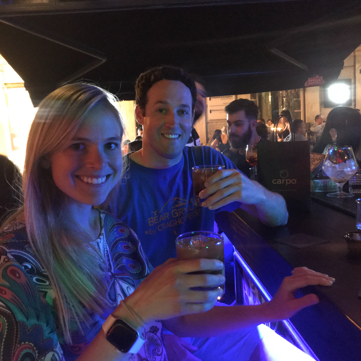 At a bar in Athens.