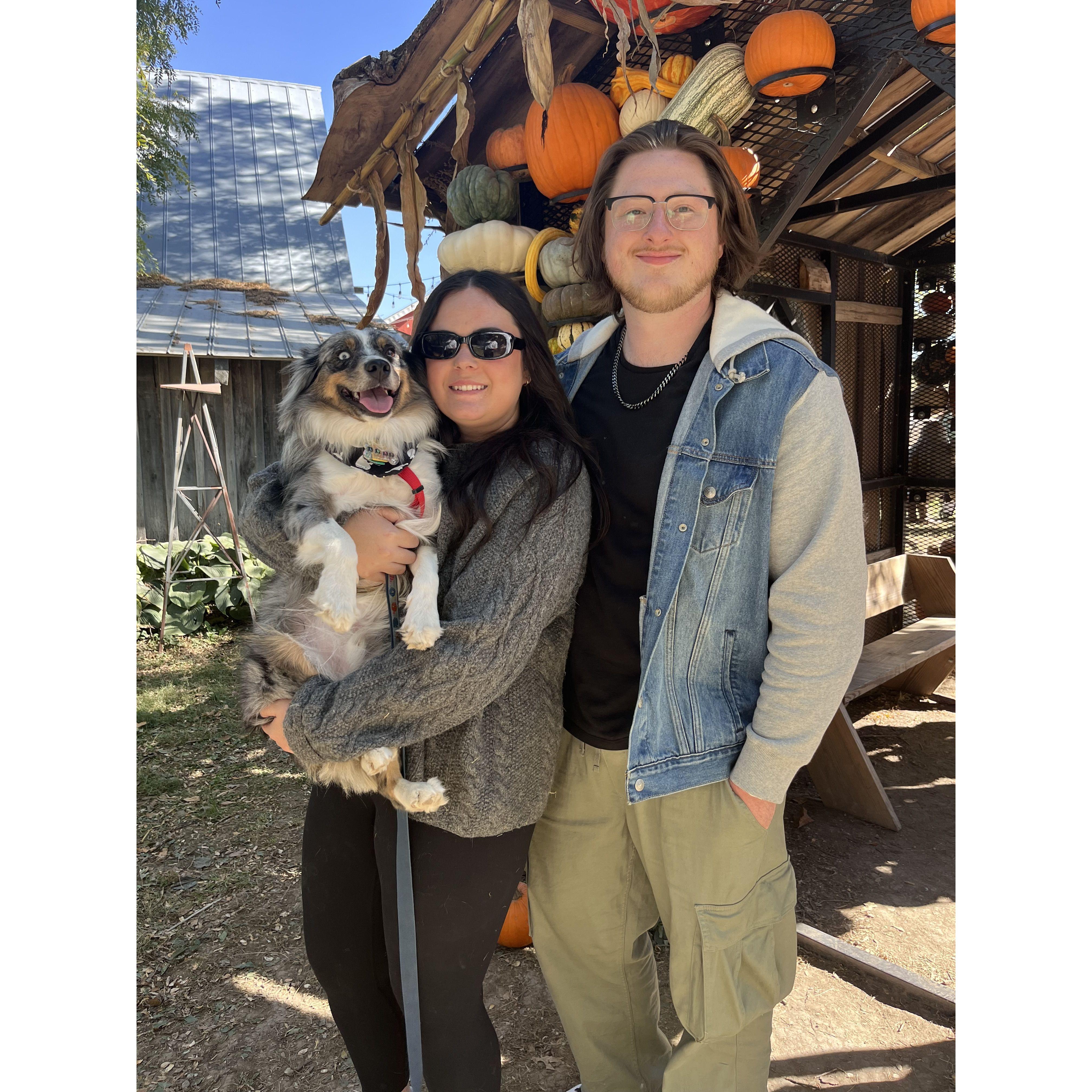 Our pumpkin patch tradition, now with an extra little pumpkin to spoil — Loki’s first time joining us for the fun!