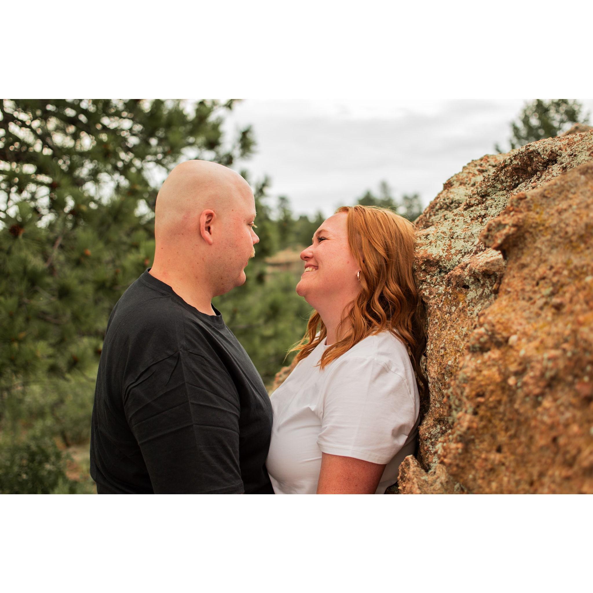 2025. Engagement photos at Castlewood Canyon State Park.