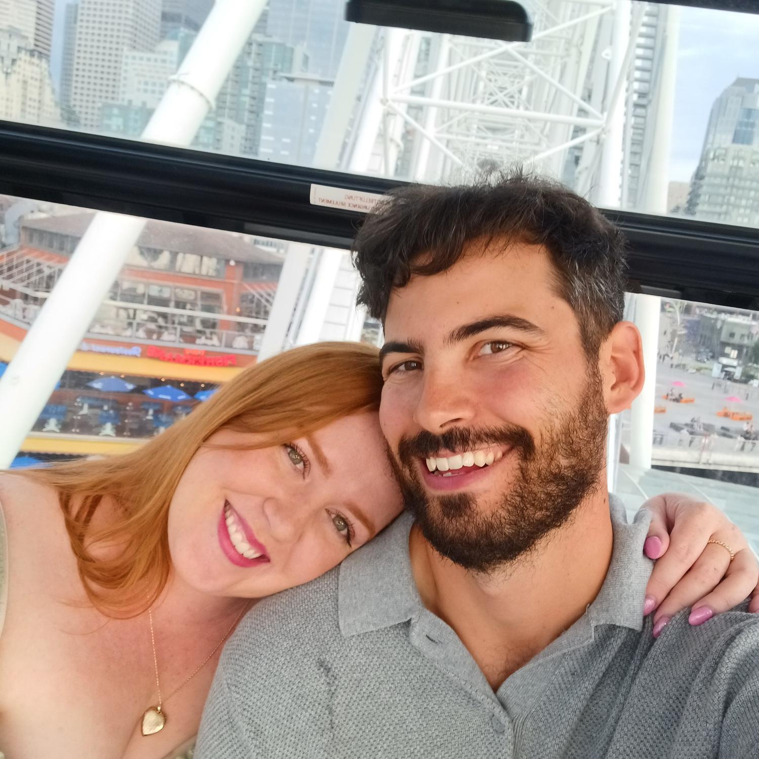 On the great wheel in Seattle, one of the couple’s favorite things to do