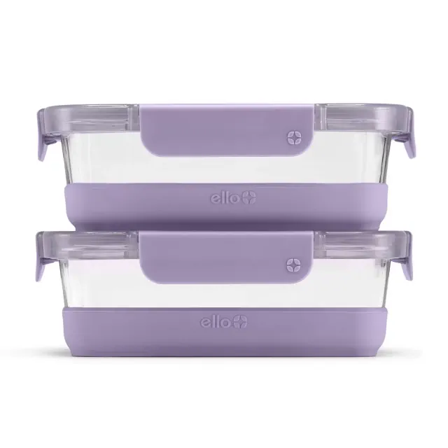Ello 4pc 3.4c Glass Refresh Food Storage Container Set purple