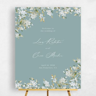 Blue Sage Wedding Sign - Allegra Portrait