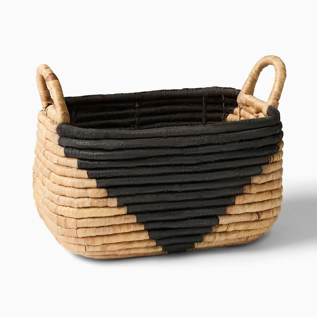 Woven Seagrass Two-Tone Basket, 14.5x8.5