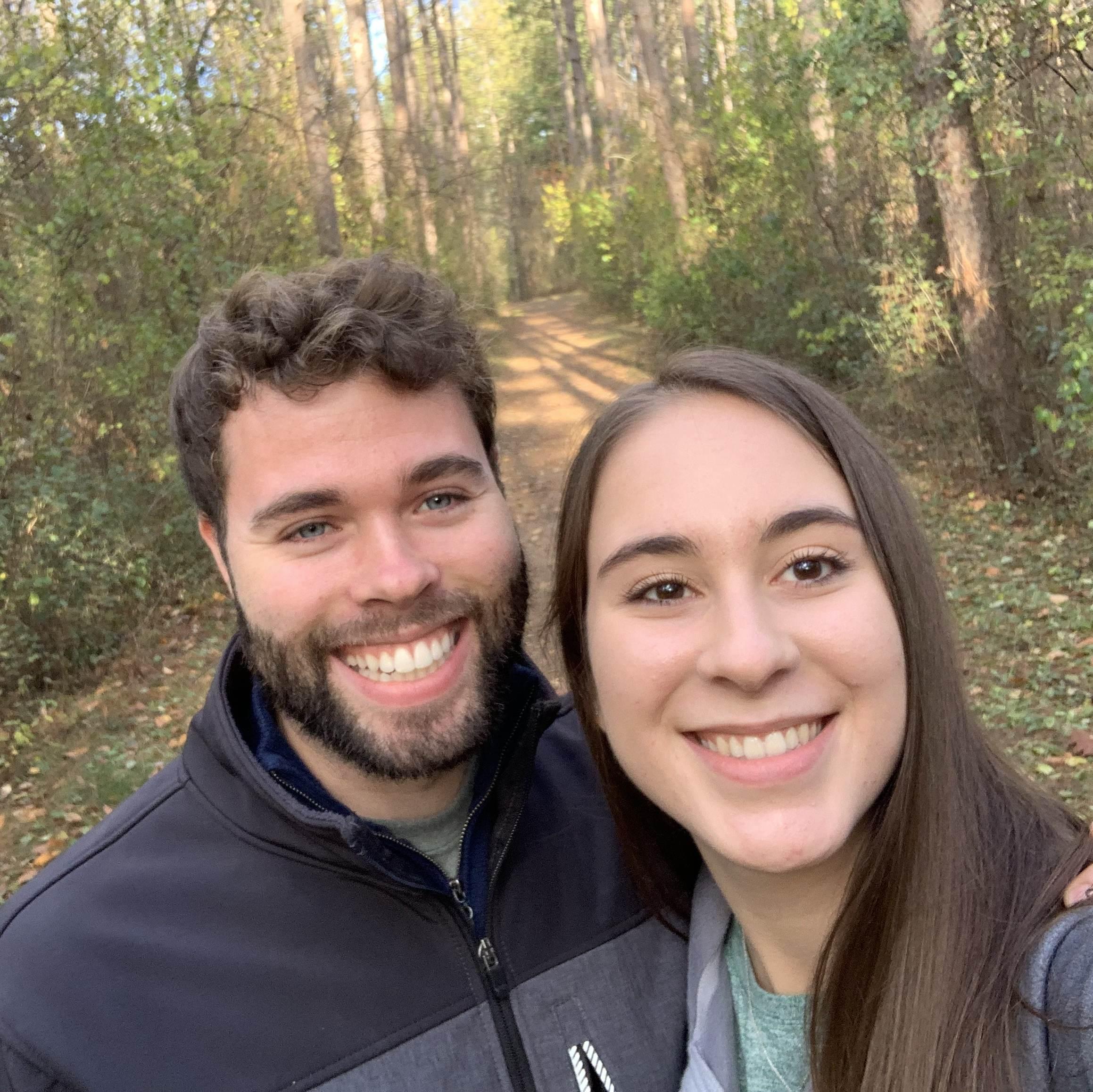 Hiking the Scuppernong trail together (not the day of the proposal).