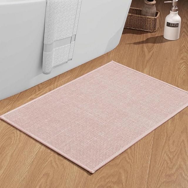 chakme Bathroom Rugs Mat 24x17, Ultra Thin Non Slip Bath Mat Small Quick Dry Absorbent Bath Mat for Bathroom Floor, (Pink, 24"x17")