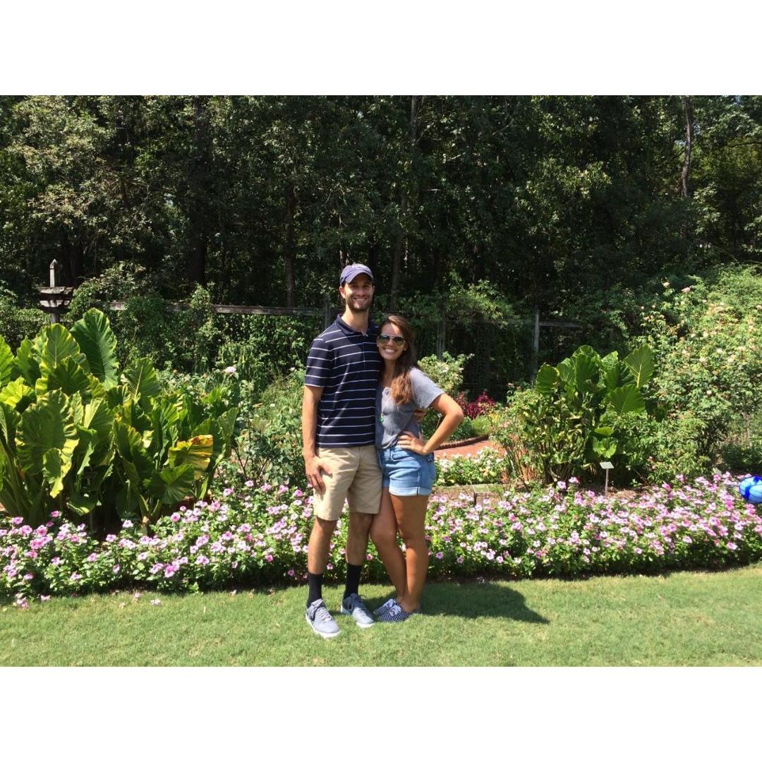 August 2016 - in the gardens at the Columbia Riverbanks Zoo where we went on our second date.