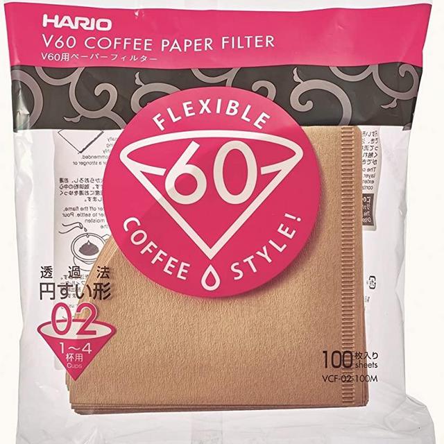Hario V60 Paper Coffee Filters, Size 02, Natural, Tabbed