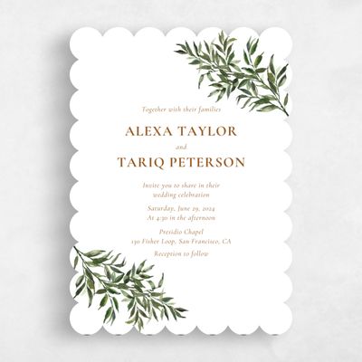 White Scalloped Wedding Invitation - Keely Classic