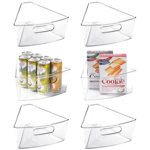 Leeden Lazy Susan Cabinet Organizer, BPA Free Containers, Durable Plastic Transparent Storage Bins for Kitchen Corners & 28"- 29" Diameter Lazy Susans, 1/8 Wedge, 6 Packs