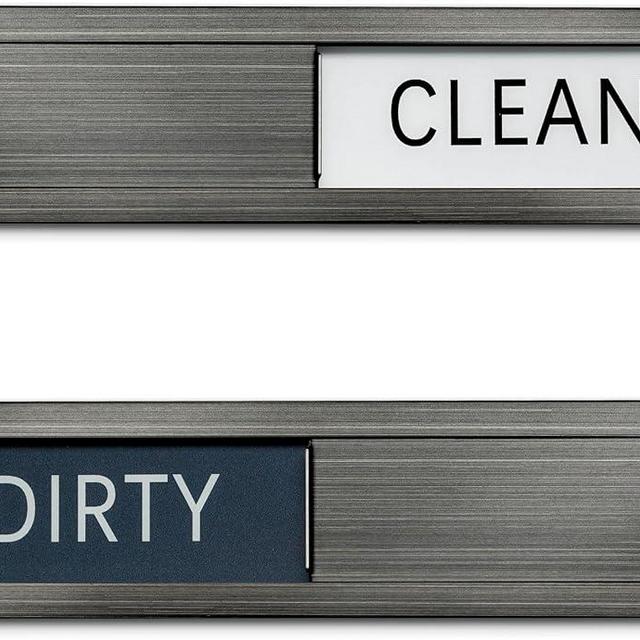 Clean dirty magnet for dishwasher, Premium Stainless Steel Black Clean Dirty Sign Indicator - Grade 304 Clean Dirty Magnet for Dishwasher, Black & White, Easy to Read with Extra Adhesive Tape - Kitchen Organizer