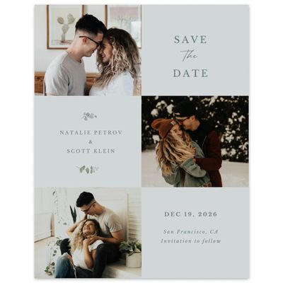 Blue Sage Mist Wedding Digital Save the Date - Verde Portrait