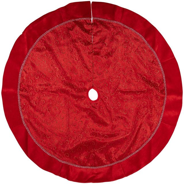 Northlight 48" Red Glittered Swirl Christmas Tree Skirt