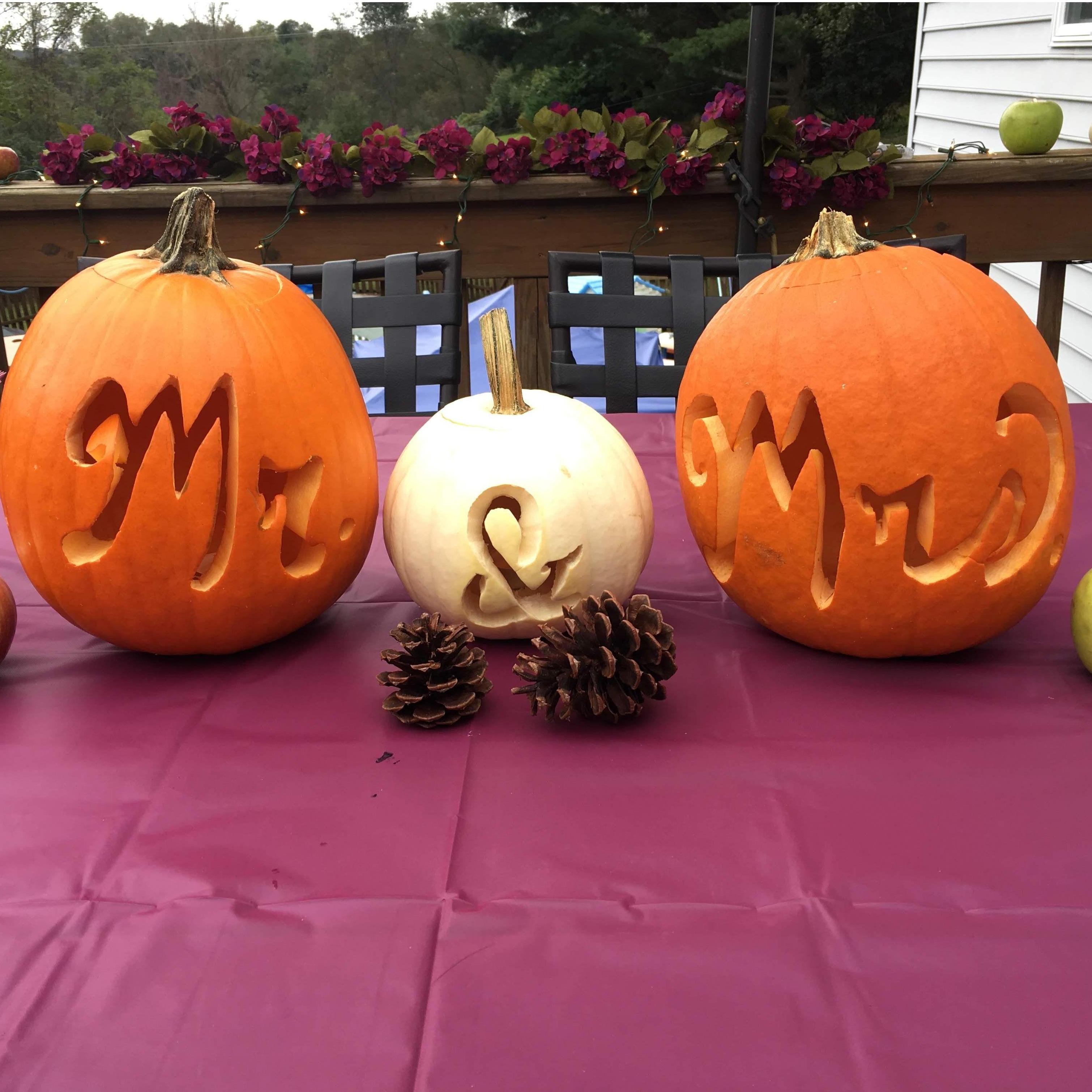 Our engagement party pumpkin carvings done by Haley