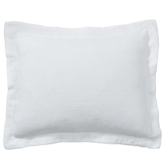 White Belgian Flax Linen Waffle Standard Shams, Set of 2