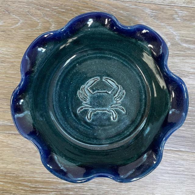 Crab Medium Ruffled Bowl, Handmade Pottery