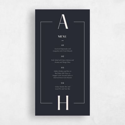Ebony, Black Wedding Menu - Wetherby