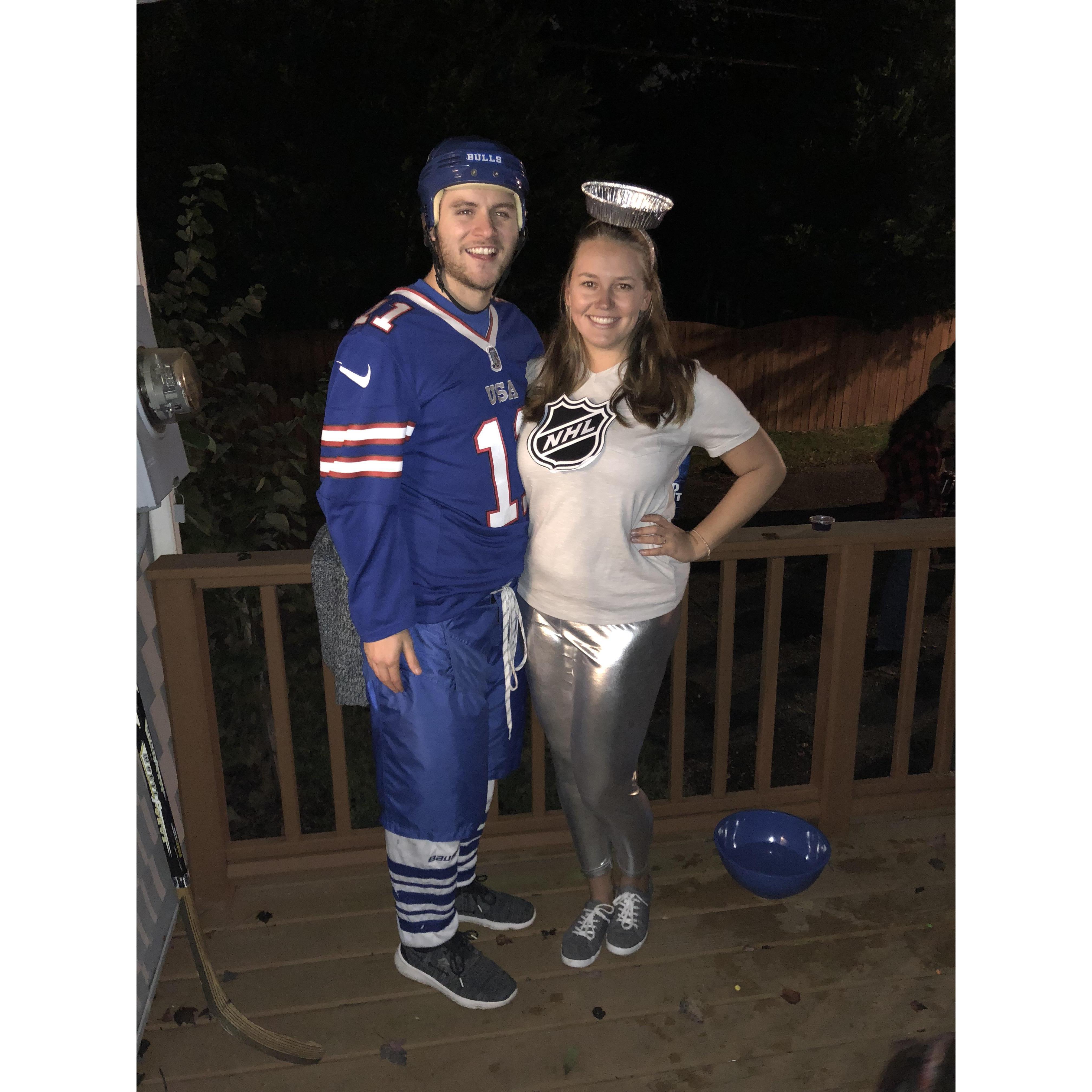 Hockey player and his Stanley Cup